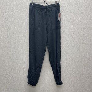 BCG Womens Small Drawstring Lifestyle Jogger Pants Ebony Woven Twill NWTs Gray